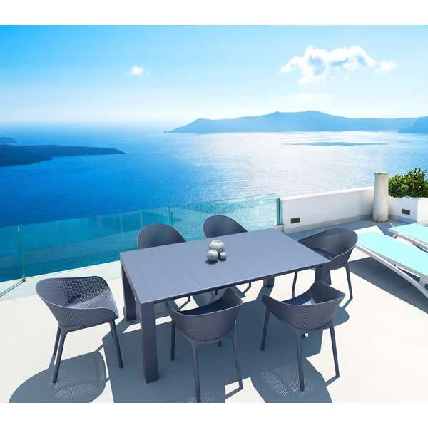 Siesta Vegas Medium Table/Sky Chair 6 Seat Package - Taupe