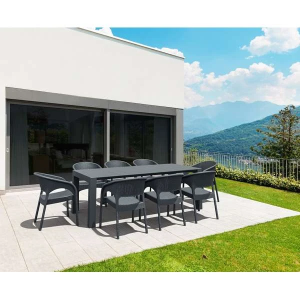 Siesta Vegas Medium Table/Panama Arm Chair 8 Seat Rattan Package - Anthracite