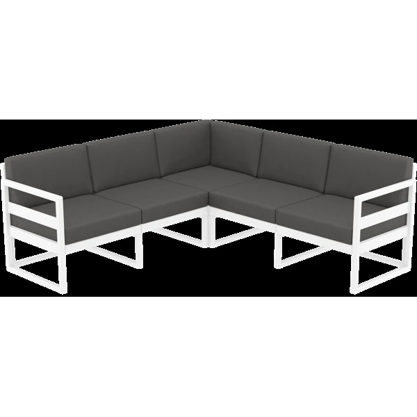 Siesta Mykonos Lounge Corner - White with Dark Grey Cushions