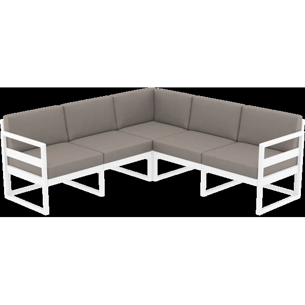 Siesta Mykonos Lounge Corner - White with Brown Cushions