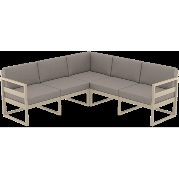 Siesta Mykonos Lounge Corner - Taupe with Brown Cushions