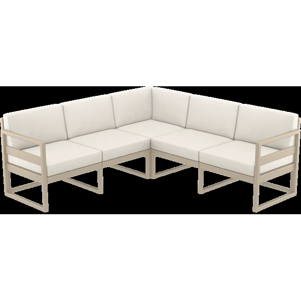 Siesta Mykonos Lounge Corner - Taupe with Beige Cushions