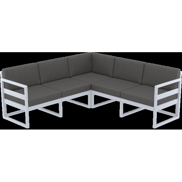 Siesta Mykonos Lounge Corner - Silver Grey with Dark Grey Cushions