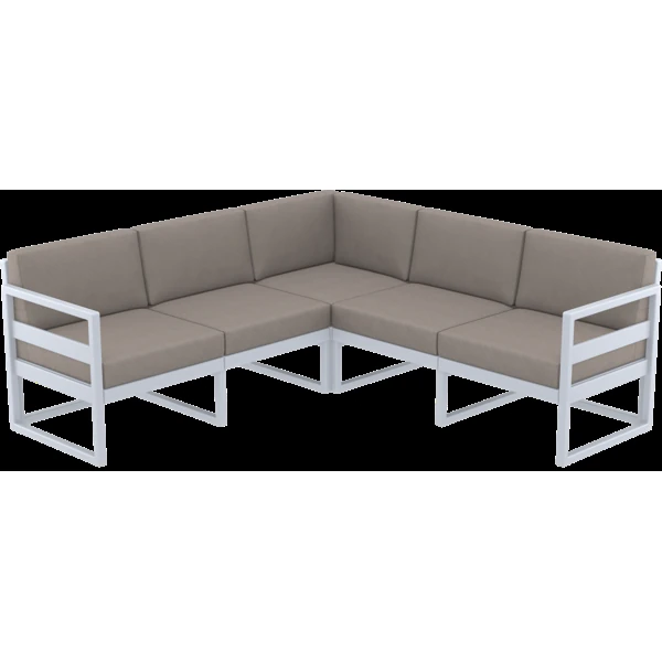 Siesta Mykonos Lounge Corner - Silver Grey with Brown Cushions