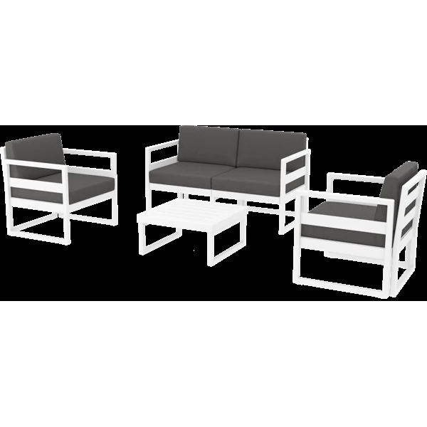 Siesta Mykonos Lounge Set - White with Dark Grey Cushions