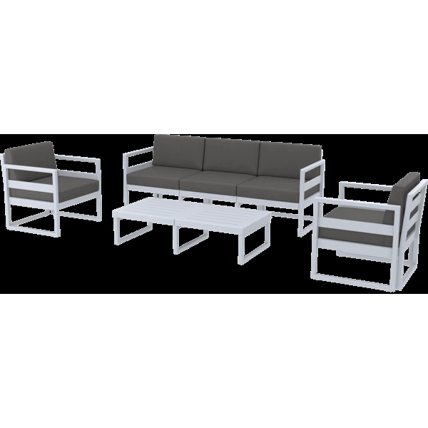 Siesta Mykonos Lounge Set XL - Silver Grey with Dark Grey Cushions