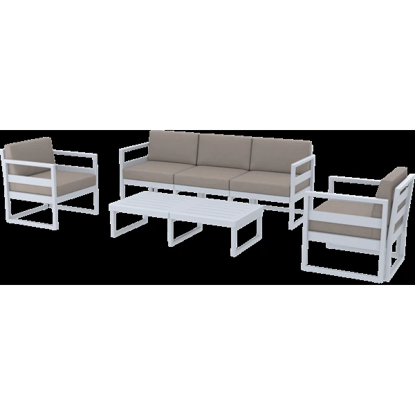 Siesta Mykonos Lounge Set XL - Silver Grey with Brown Cushions