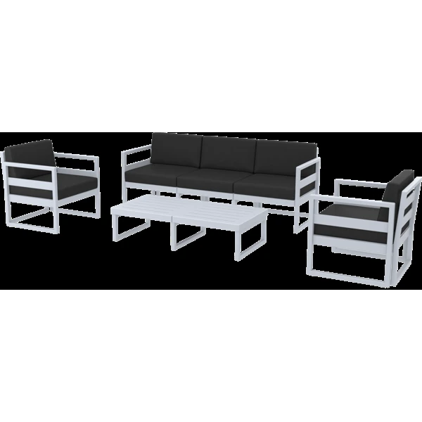 Siesta Mykonos Lounge Set XL - Silver Grey with Black Cushions