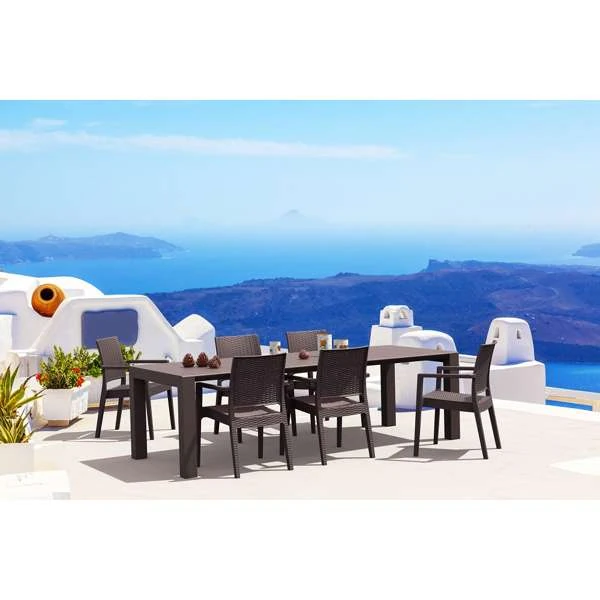 Siesta Vegas XL Table/Ibiza Arm Chair 6 Seat Rattan Package - Anthracite