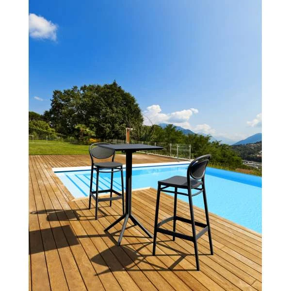 Siesta Sky Folding Bar Table 60/Marcel Bar Stool 75cm (Dry Bar Height) 2 Seat Package - Black