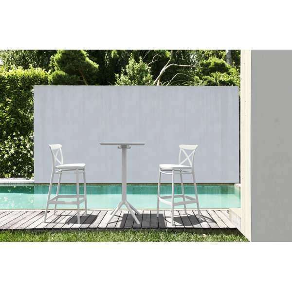 Siesta Sky Folding Bar Table 60/Cross Bar Stool 75cm (Dry Bar Height) 2 Seat Package - White