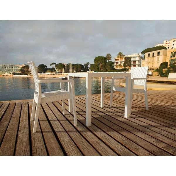 Siesta Orlando 80 Table Ibiza Arm Chair 2 Seat Package - White