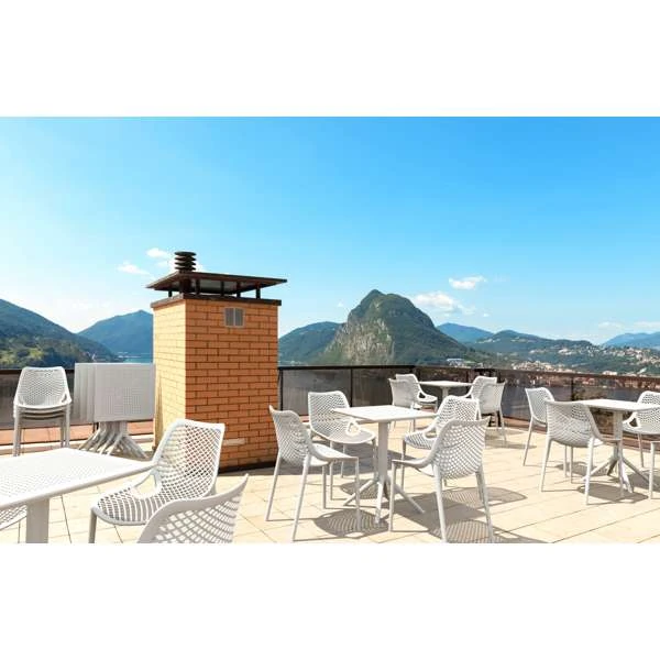 Siesta Sky Folding Table 60/Air Chair 4 Seat Package - Taupe