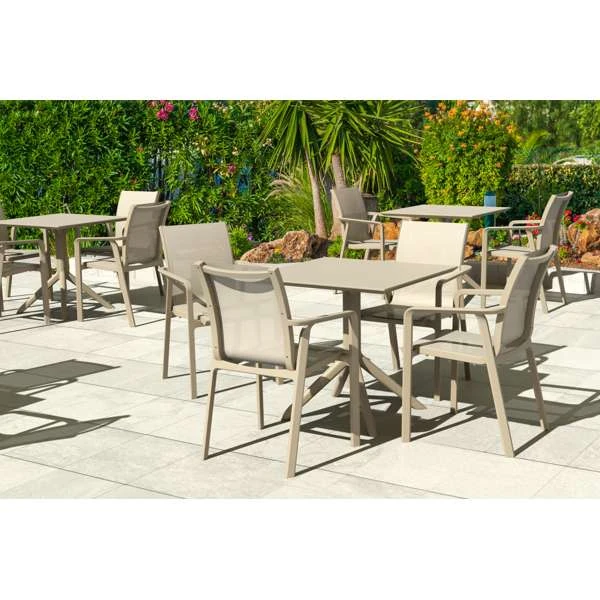 Siesta Sky Table 80/Pacific Arm Chair 4 Seat Package - White