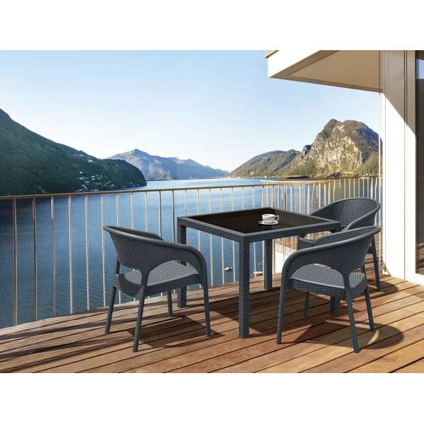 Siesta Bali Table/ Panama Arm Chair 3 Seat Package - Chocolate