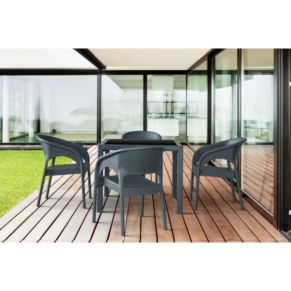 Siesta Bali Table/ Panama Arm Chair 4 Seat Package - Chocolate