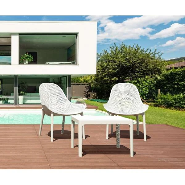 Siesta Sky Lounge/Sky Side Table 2 Seat Package - White