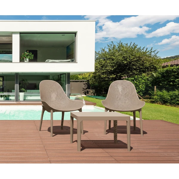 Siesta Sky Lounge/Sky Side Table 2 Seat Package - Taupe