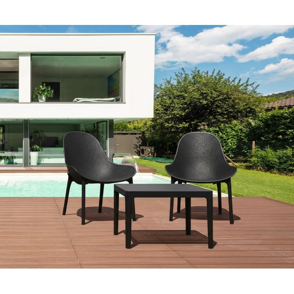 Siesta Sky Lounge/Sky Side Table 2 Seat Package - Black