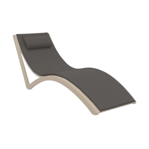 Siesta Slim Sun Lounger - White with Dark Grey Cushion and Pillow