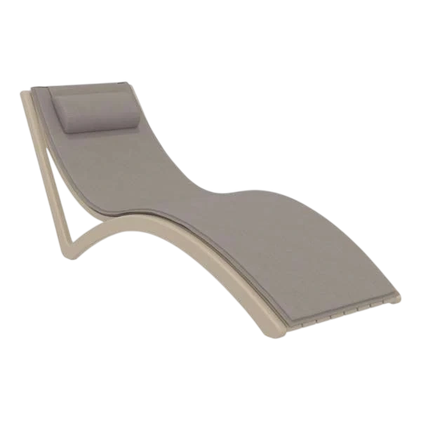 Siesta Slim Sun Lounger - Taupe with Light Brown Cushion and Pillow