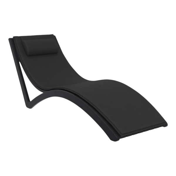 Siesta Slim Sun Lounger - Black with Black Cushion and Pillow