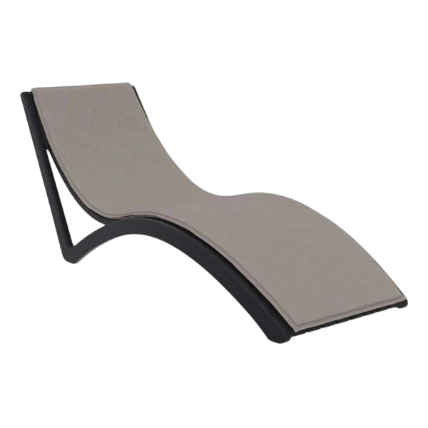 Siesta Slim Sun Lounger - Black with Light Brown Cushion