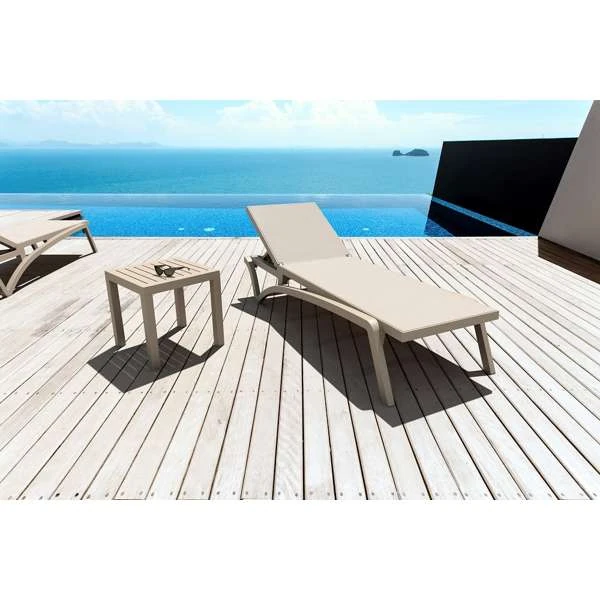 Siesta Pacific Sun Lounger/Ocean Side Table 3 Pc Package - Blue/White