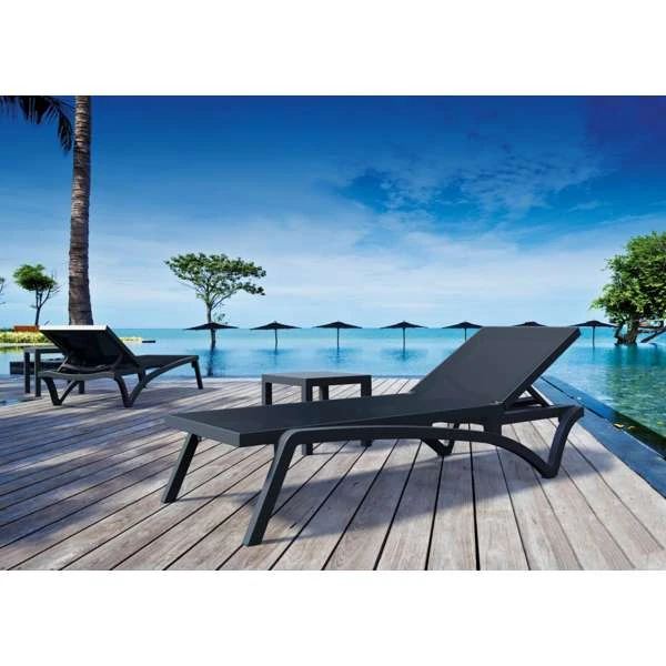 Siesta Pacific Sun Lounger/Ocean Side Table 4 Pc Package - Turquoise/White