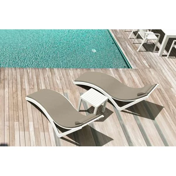 Siesta Slim Sun Lounger/Ocean Side Table 3pc Package - Anthracite/ with Black cushions
