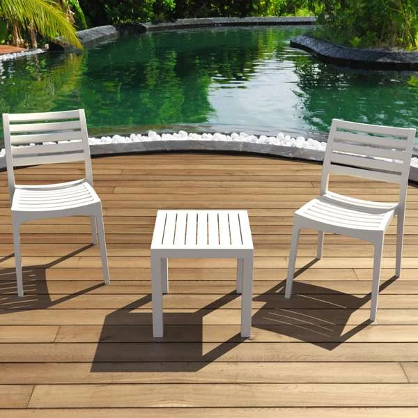 Siesta Ares Chair /Ocean Side Table 2 Seat Package - White