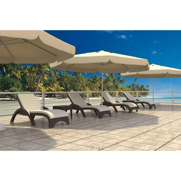 Siesta Resin Rattan Sun Lounger with Cushions 6 Piece Package with Miami Side Table