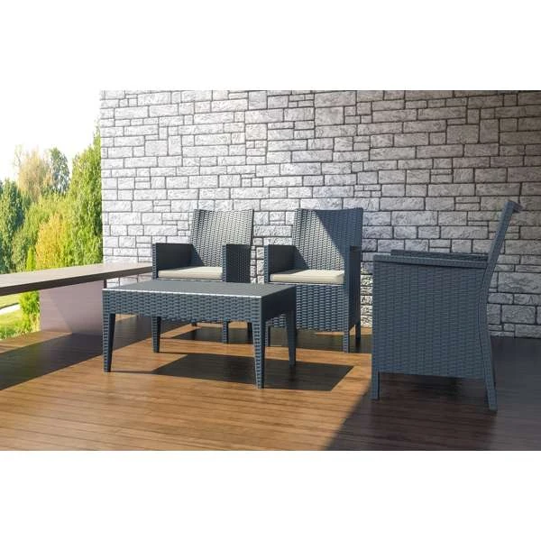 Siesta California Tub Chair with cushion/ Miami Lounge Table 3 Seat Package- Anthracite