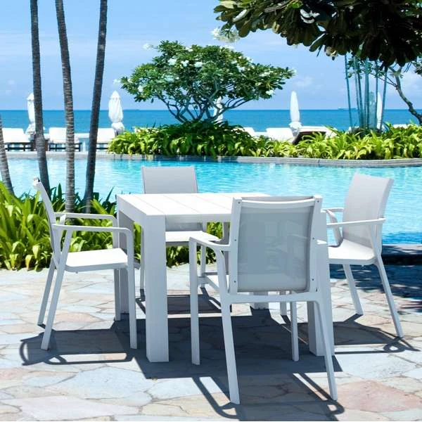 Siesta Vegas Table/Pacific Arm Chair 4 Seat Package - White