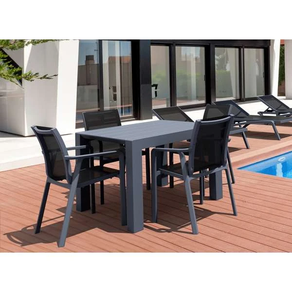 Siesta Vegas Table/Pacific Arm Chair 4 Seat Package - Black