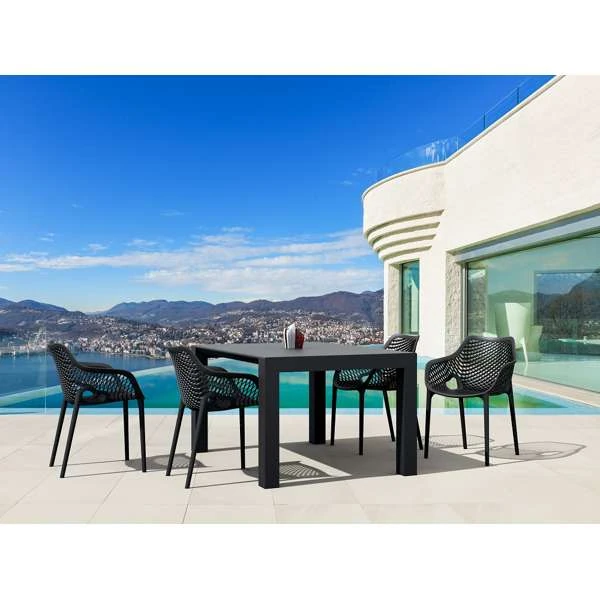 Siesta Vegas Table/Air XL Arm Chair 4 Seat Package - Black