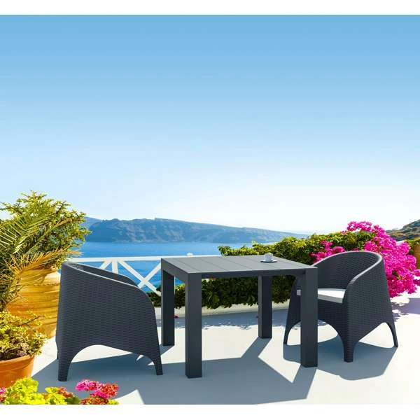 Siesta Vegas Table/Aruba Arm Chair 2 Seat Rattan Package - Anthracite