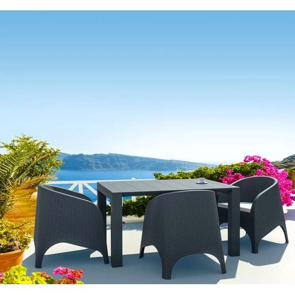 Siesta Vegas Table/Aruba Arm Chair 3 Seat Rattan Package - Anthracite