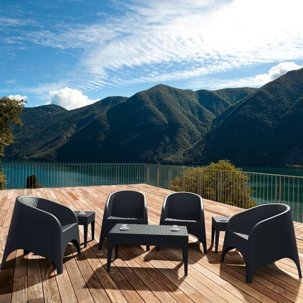 Siesta Aruba Tub Chair/Miami Lounge Table 4 Seat Package - Anthracite