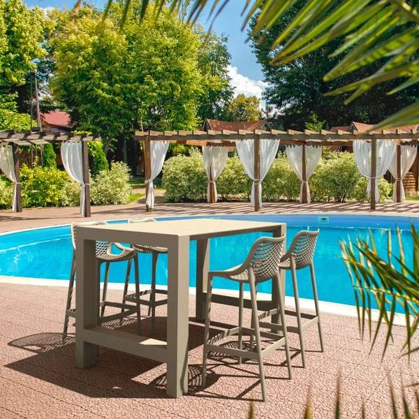 Siesta Vegas Bar Table/Air Bar Stool 75cm (Dry Bar Height) 4 Seat Package - Taupe