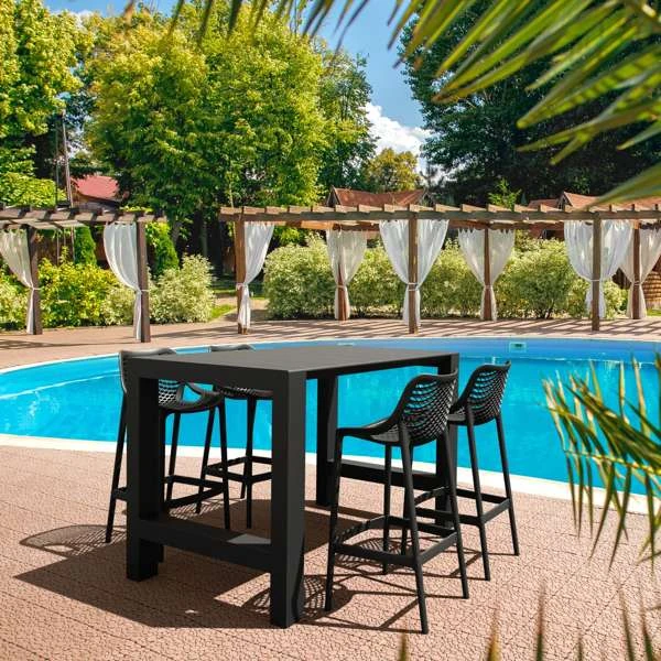 Siesta Vegas Bar Table/Air Bar Stool 75cm (Dry Bar Height) 4 Seat Package - Black