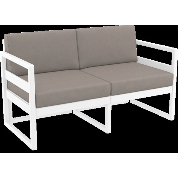 Siesta Mykonos Lounge Sofa - White with Light Brown Cushions