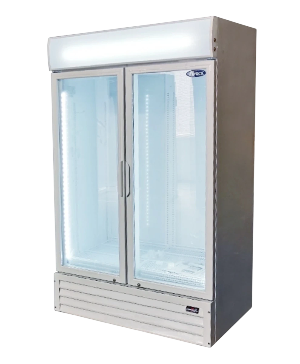 Simco P1000WB-W Double Glass Door Display Fridge White