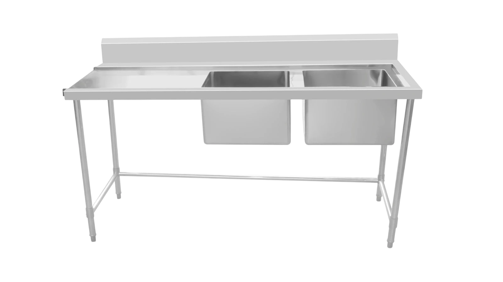 Kitchen Knock Inlet Bench - Double Sink with Splashback & Leg Brace – 620344