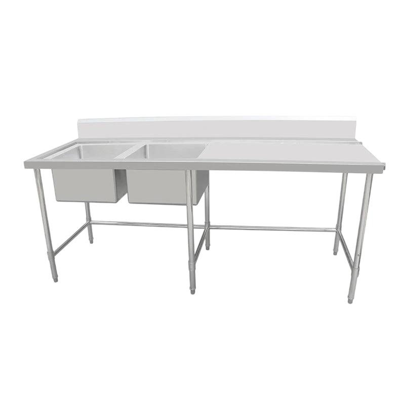 Kitchen Knock Inlet Bench - Double Sink with Splashback & Leg Brace – 631572