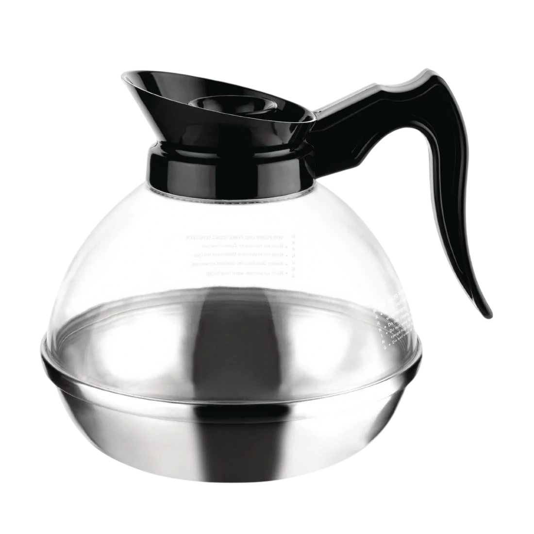 Apuro CY339 1.8L clear Tritan coffee jug with stainless steel base