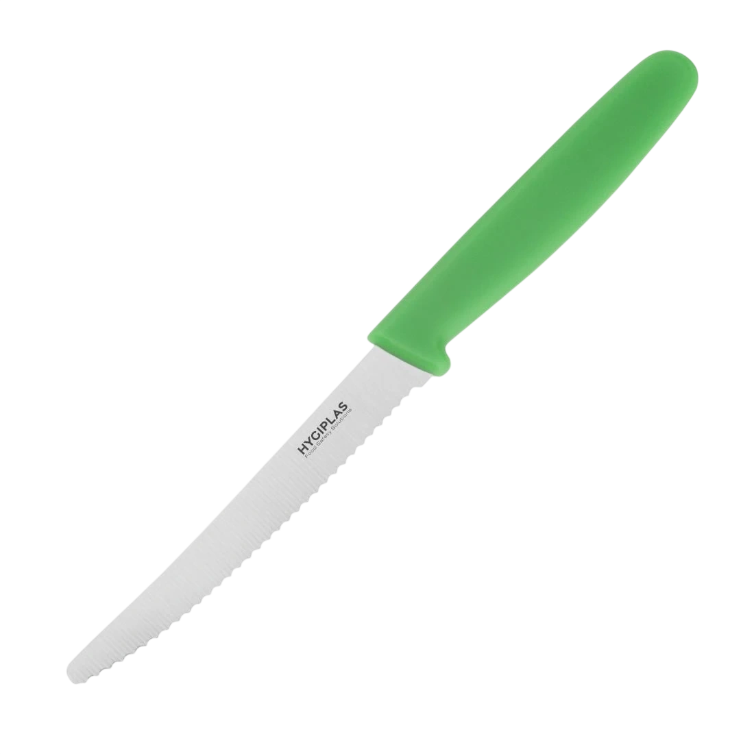Hygiplas CF898 Tomato Serrated Knife Green - 4" product image