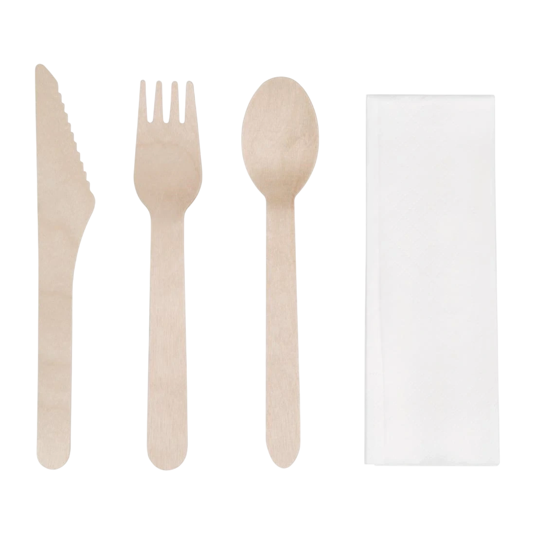 Fiesta Compostable DF422 Wooden Cutlery Meal Pack - Fork Knife Spoon Napkin (Pack 250) product image