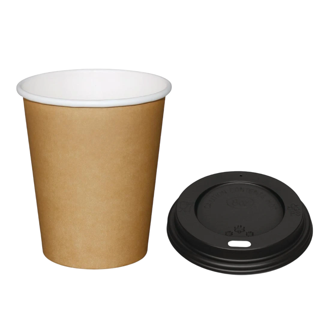 Fiesta Recyclable SA430 Fiesta Hot Cups Single Wall Kraft with Black Lid - 225ml (Box 1000) product image