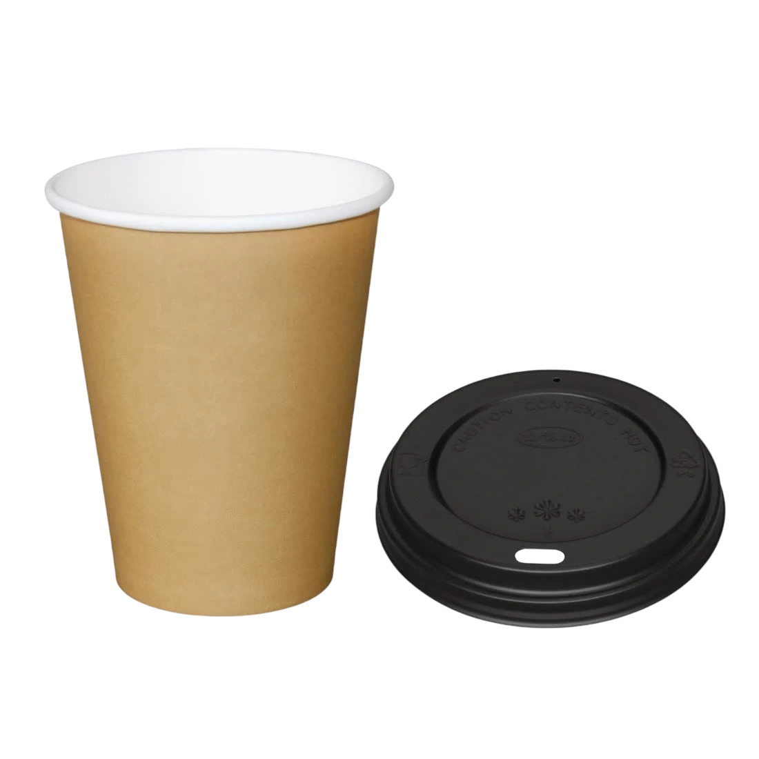 Fiesta Recyclable SA432 Fiesta Hot Cups Single Wall Kraft with Black Lid - 340ml (Box 1000) product image